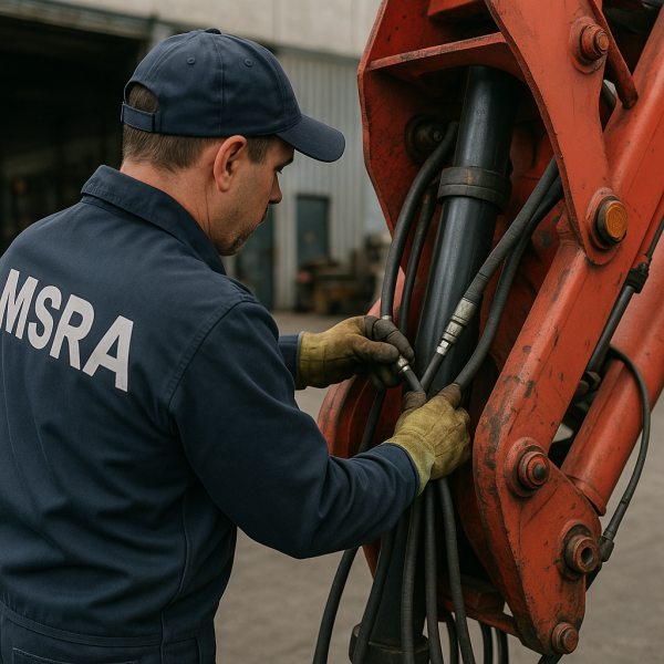Remplacement des flexibles hydrauliques usés sur équipements de levage poids lourds
